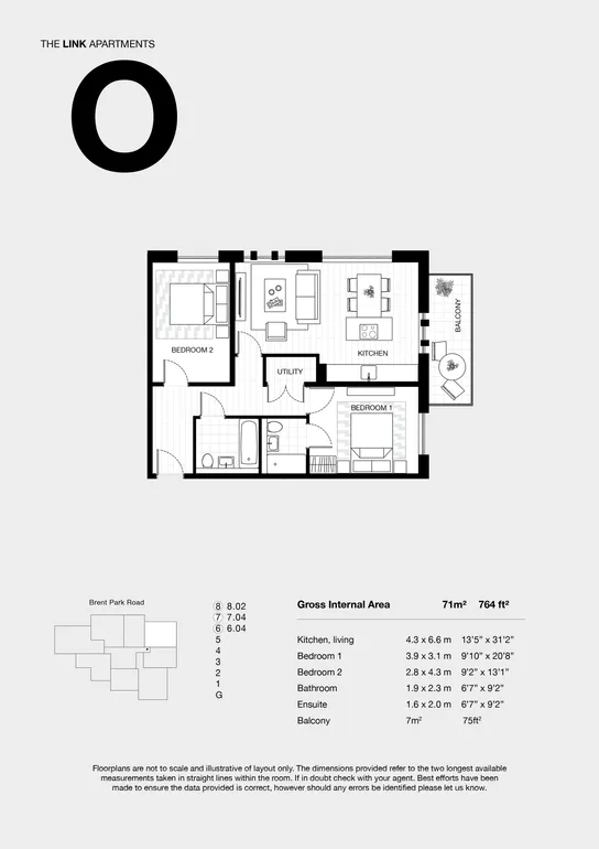 Floorplan 1 for Plot 8.02 The Link Apts Brent Park Road, London, NW9