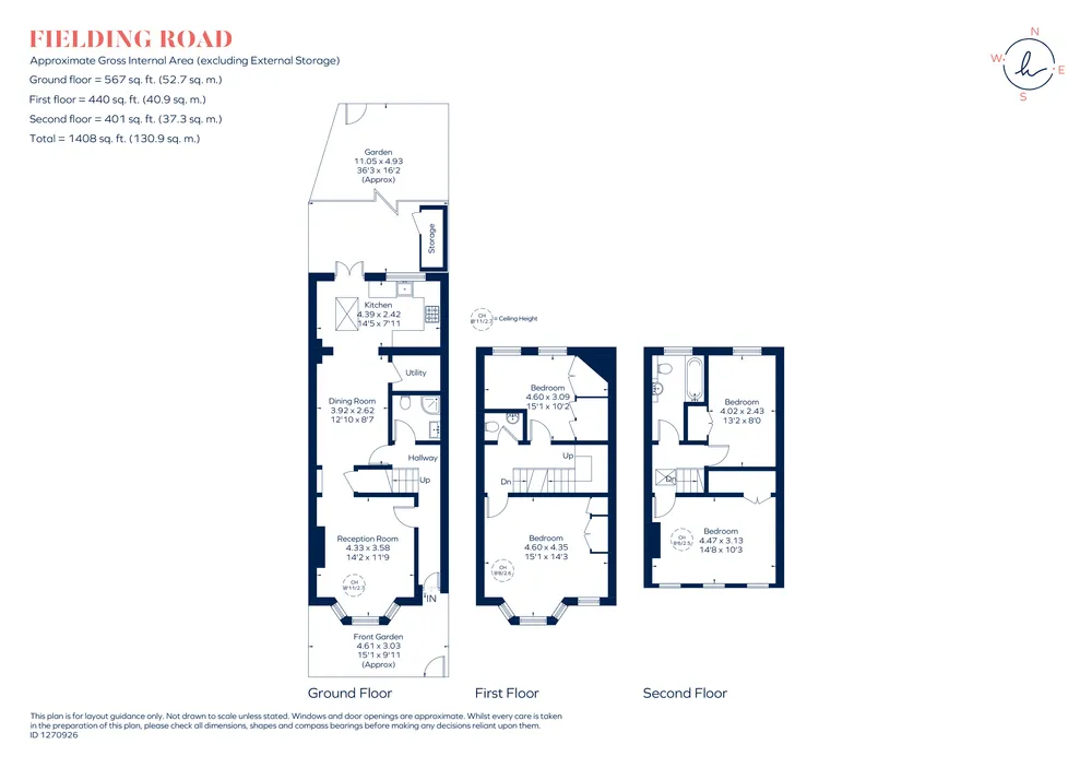 Floorplan for Fielding Road, London, W4