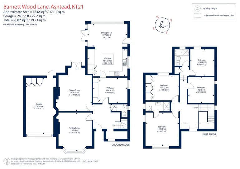 Floorplan 1 for Barnett Wood Lane, Ashtead, KT21