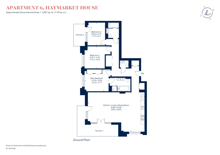 Floorplan 1 for Pinewood Gardens Teddington TW11