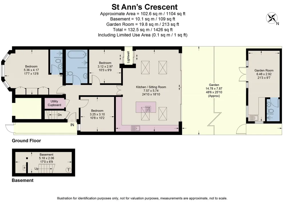 Floorplan for St. Ann's Crescent, Wandsworth, London, SW18
