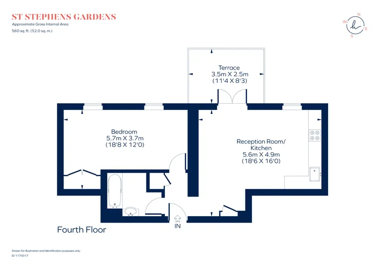 Floorplan 1 for St Stephen's Gardens, London, W2