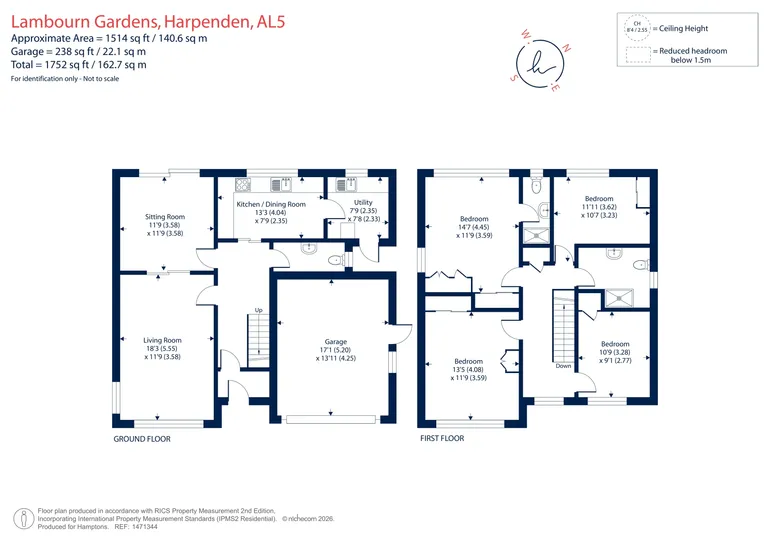 Floorplan 1 for Lambourn Gardens, Harpenden, AL5