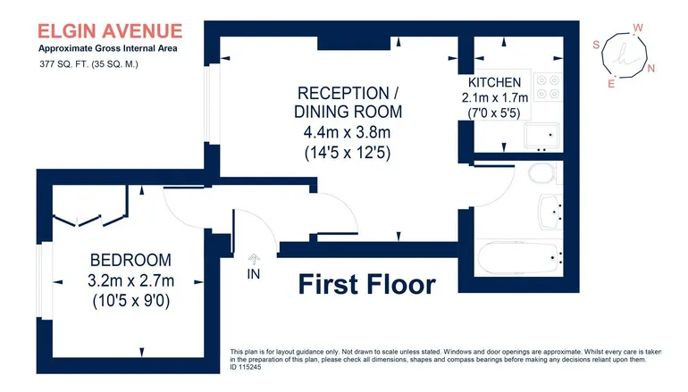 Floorplan 1 for Elgin Avenue Maida Vale W9