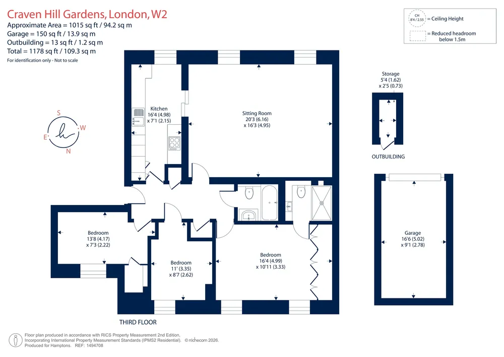 Floorplan for Craven Hill Gardens, London, W2