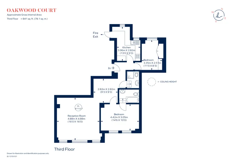 Floorplan 1 for Oakwood Court, LONDON, W14