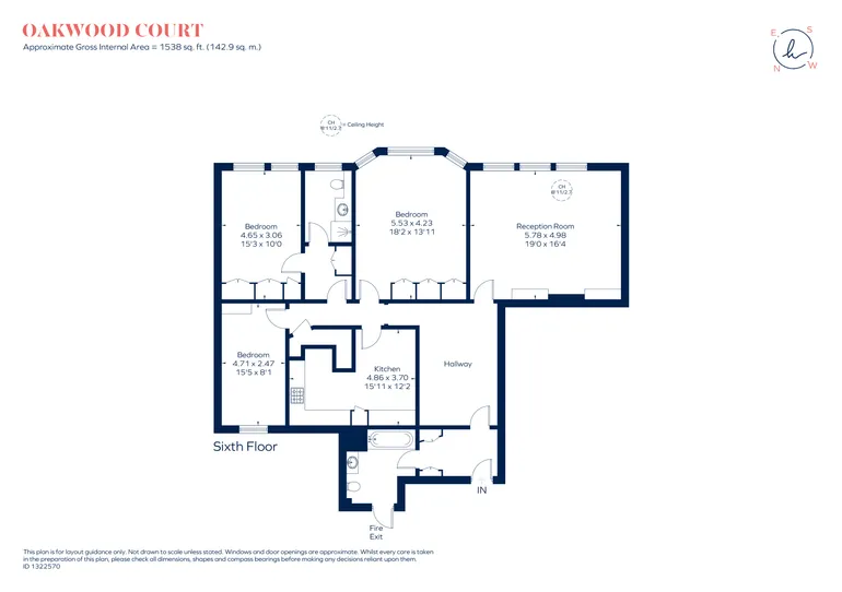 Floorplan 1 for Oakwood Court, London, W14