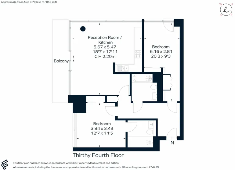 Floorplan 1 for Landmark East Tower, E14