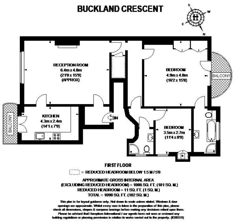 Floorplan 1 for Buckland Crescent London NW3