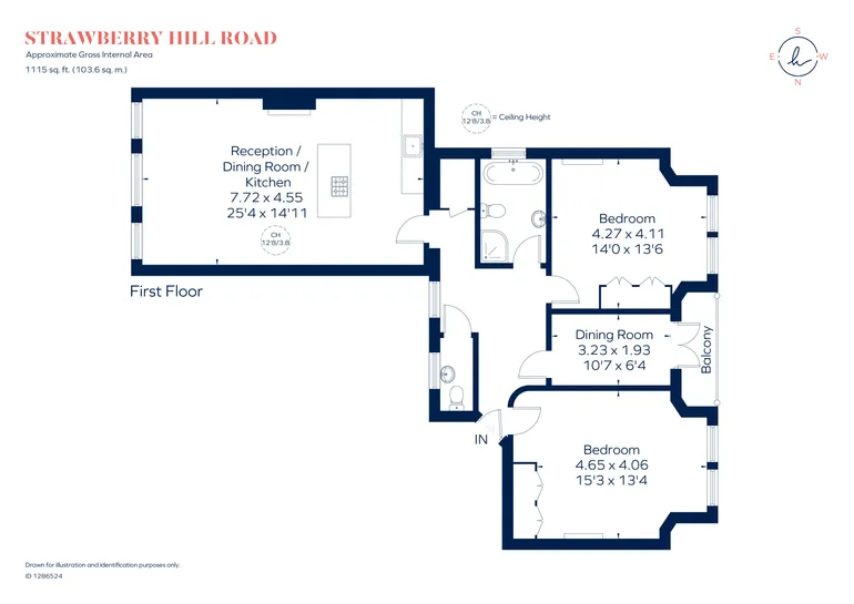 Floorplan 1 for Strawberry Hill Road, Twickenham, TW1