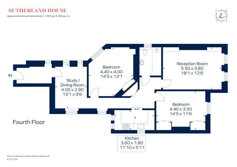 Floorplan 1 for Sutherland House Marloes Road W8