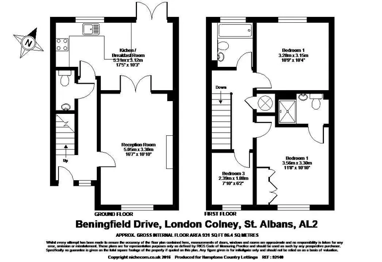 Floorplan 1 for Beningfield Drive London Colney AL2