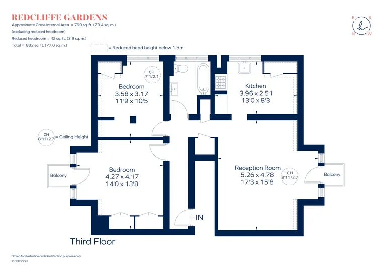 Floorplan 1 for Redcliffe Gardens, London, SW10