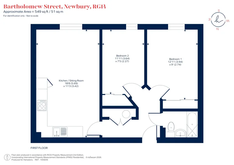 Floorplan 1 for 6 Union Place, Bartholomew Street Newbury RG14
