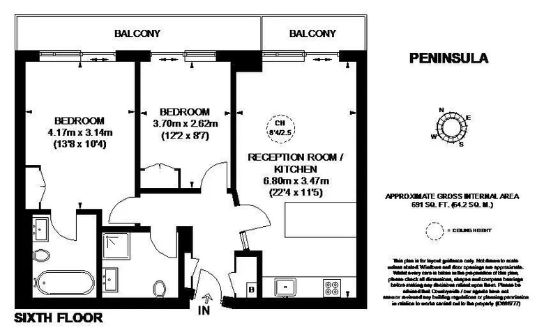 Floorplan 1 for Peninsula Apartments Paddington W2