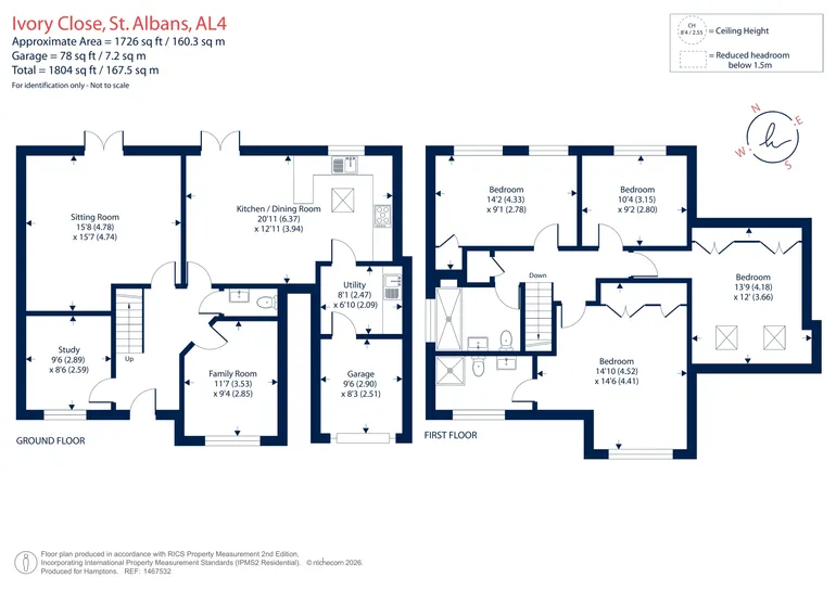 Floorplan 1 for Ivory Close, St. Albans, AL4