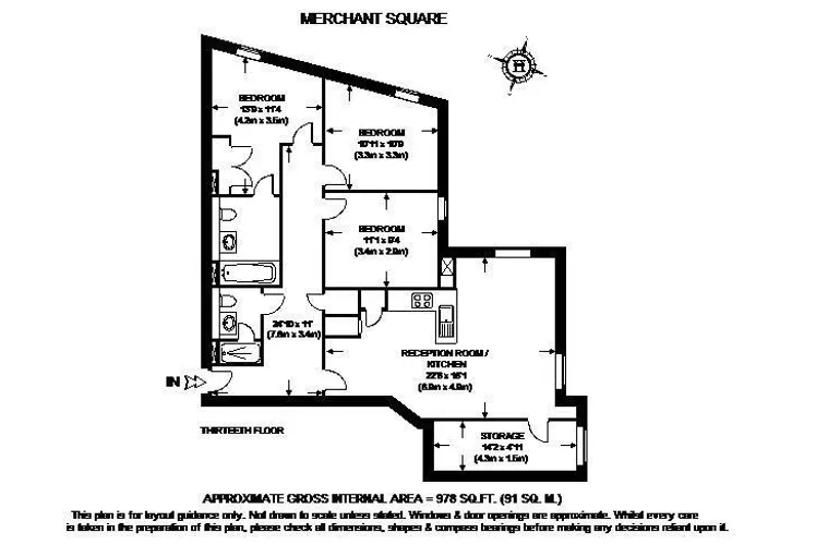 Floorplan 1 for Merchant Square East Paddington W2