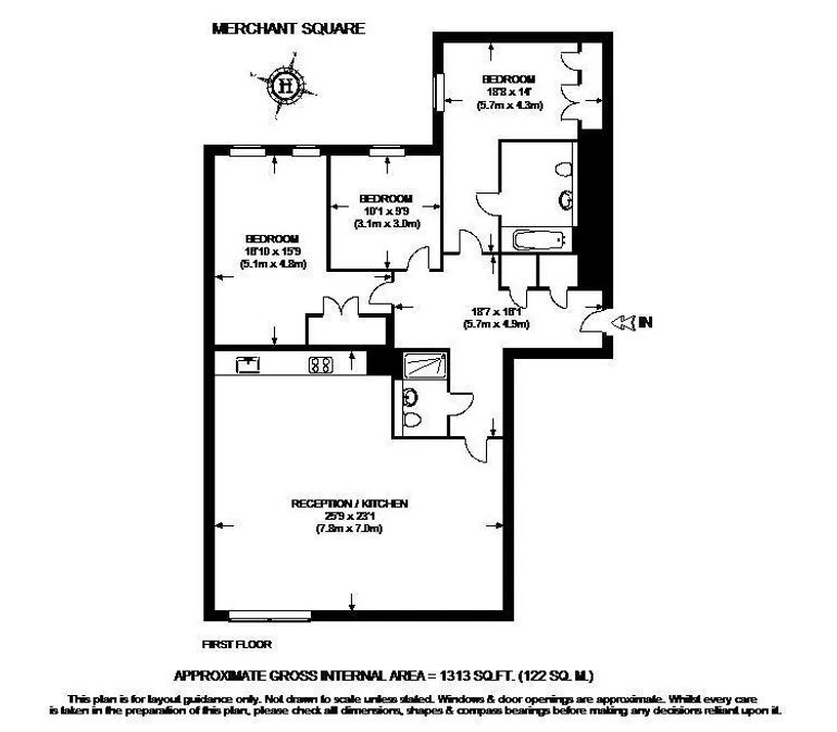 Floorplan 1 for Merchant Square East Paddington W2