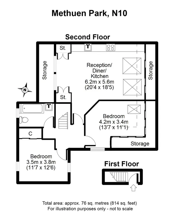 Floorplan 1 for Methuen Park London N10