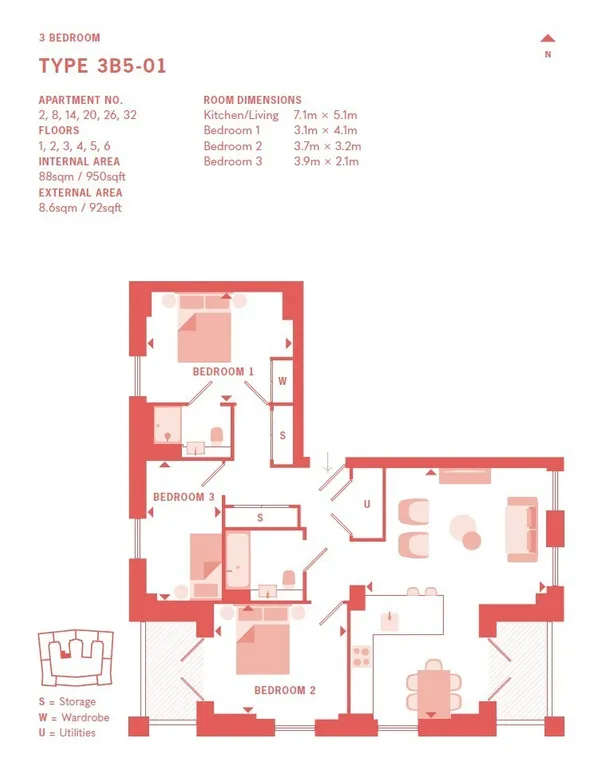 Floorplan 1 for Plot 2 The Pages High Road, Wembley, HA9