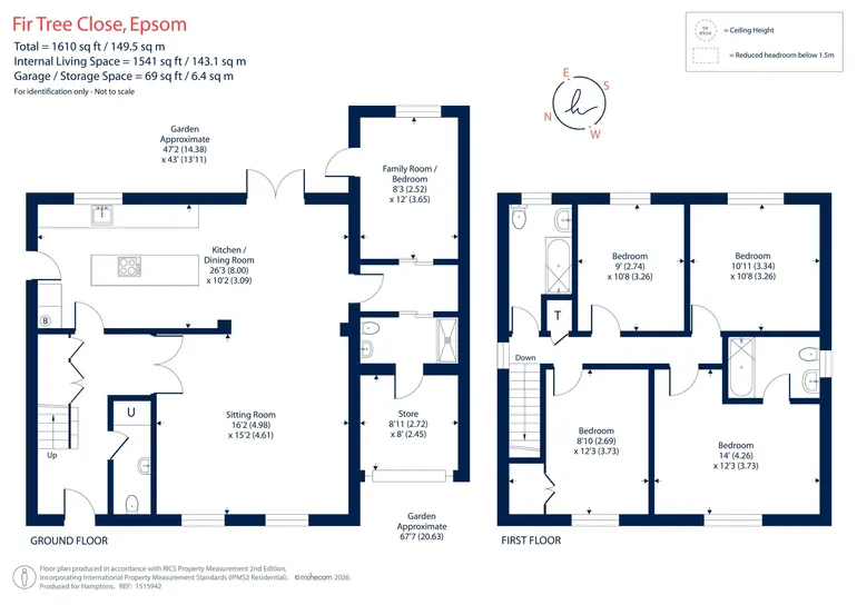 Floorplan 1 for Fir Tree Close, Epsom, KT17
