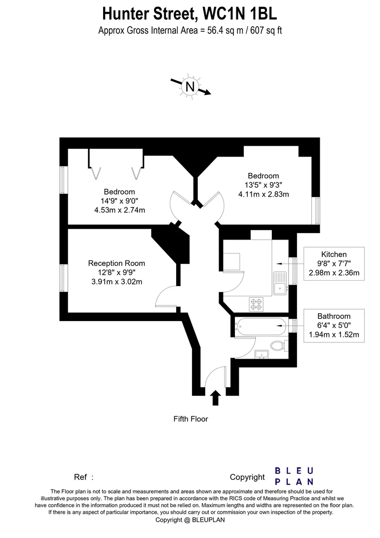 Floorplan 1 for Hunter Street, London, WC1N