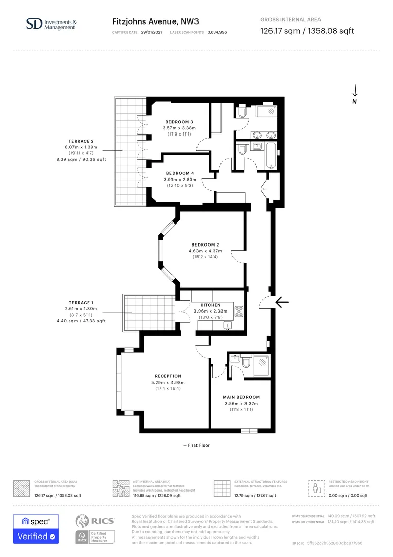 Floorplan 1 for Fitzjohns Avenue, NW3
