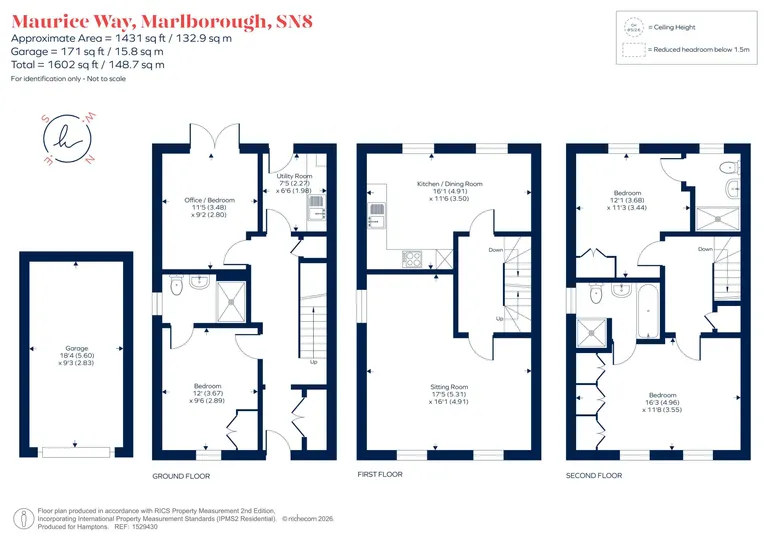 Floorplan 1 for Maurice Way, Marlborough, SN8