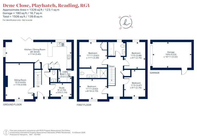 Floorplan 1 for Dene Close, Playhatch, Reading, RG4