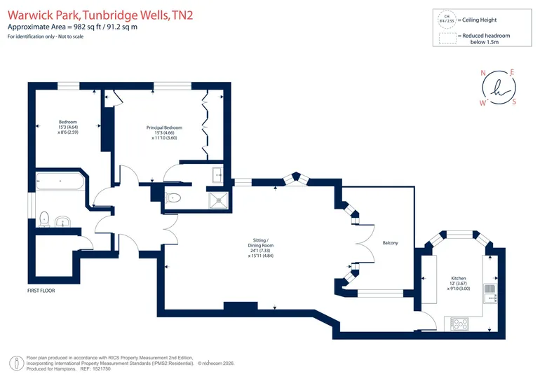 Floorplan 1 for Warwick Park, Tunbridge Wells, TN2
